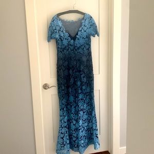 Mother of the groom dress—navy/blue ombré with beads. Full-length, BEAUTIFUL